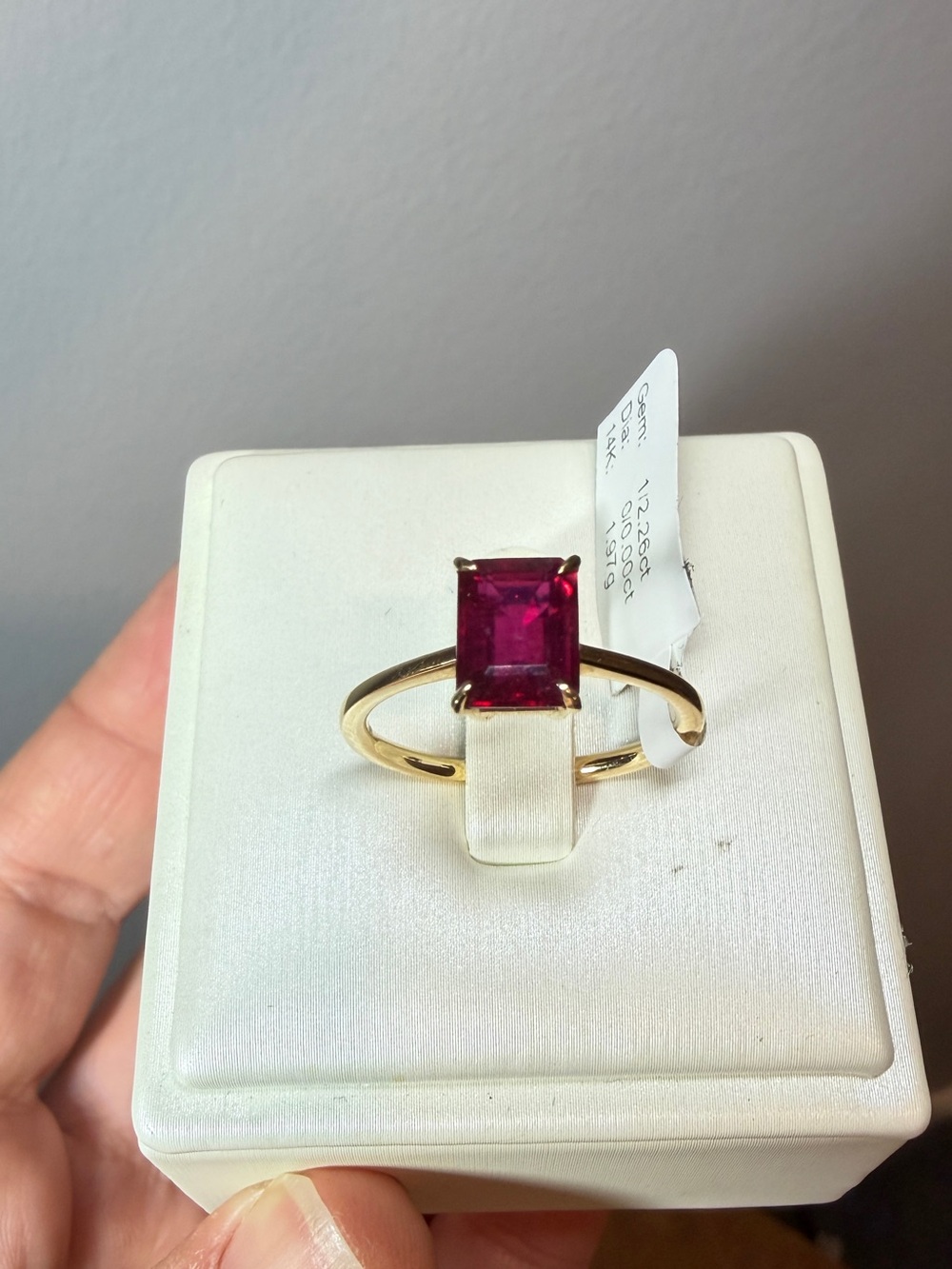 NWT 7x5mm, 2.26ct emerald cut Madagascar RUBY solitaire‎ ring in 14kt YG!